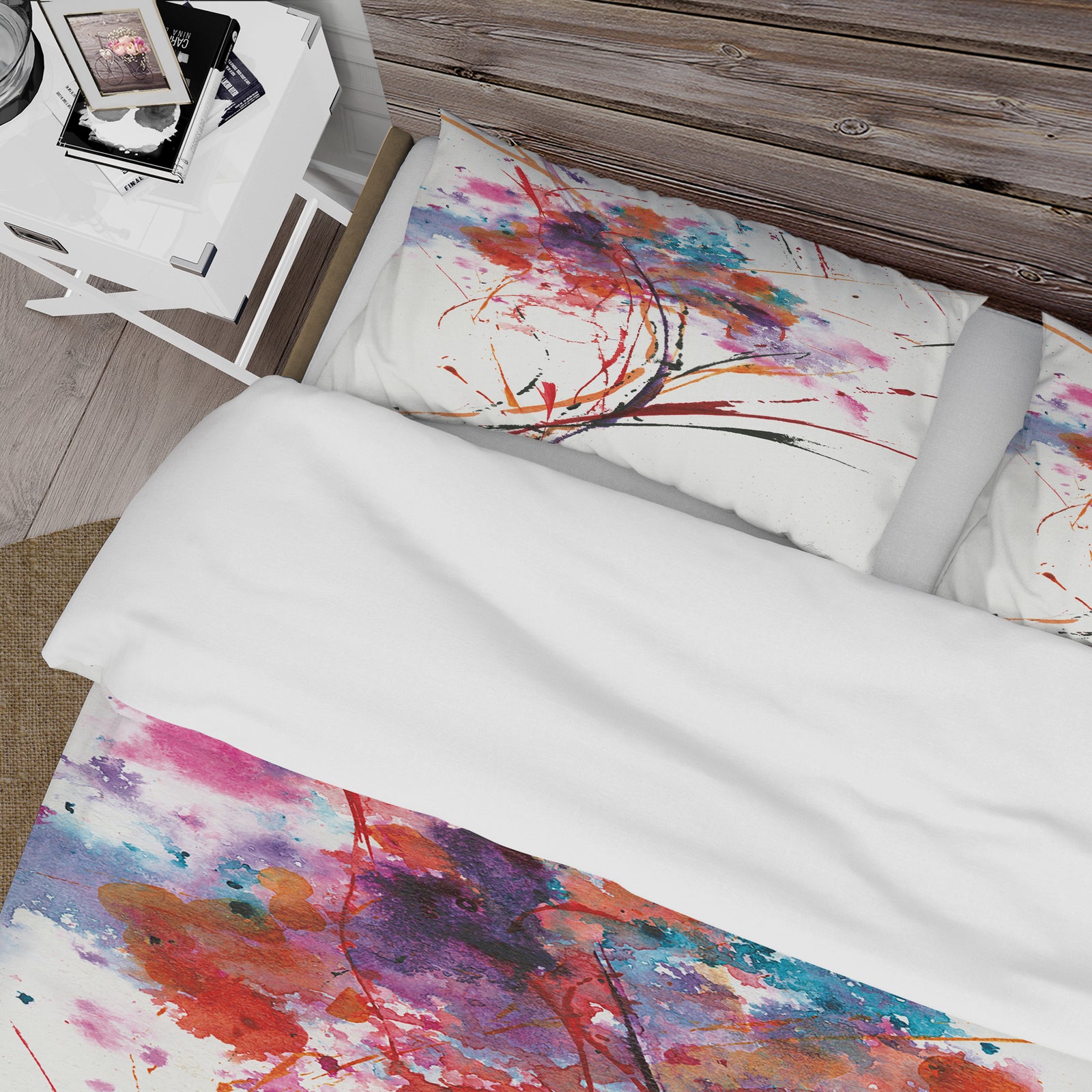 Abstract Handpainted Red Flowers - Cottage Duvet Cover Set