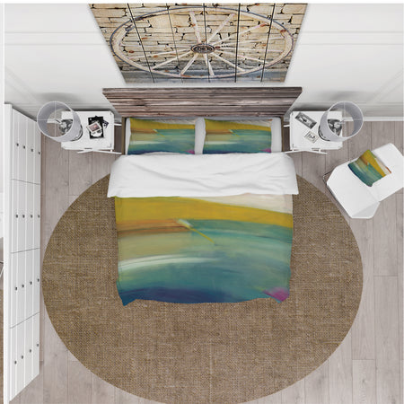 Waterpainting Impression of Indigo And Green - Farmhouse Duvet Cover Set