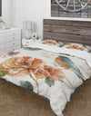 Cottage Bird on Orange Flower Twig - Cottage Duvet Cover Set