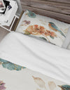 Cottage Bird on Orange Flower Twig - Cottage Duvet Cover Set