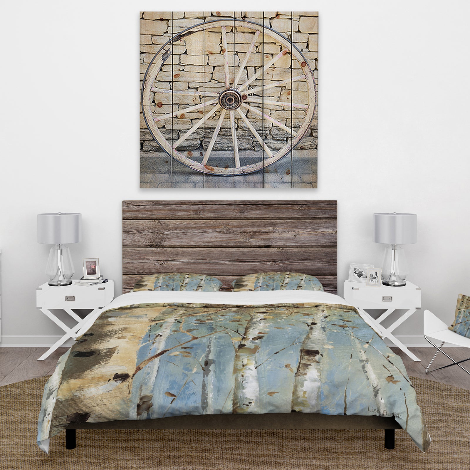 White Birch Forest I - Farmhouse Duvet Cover Set