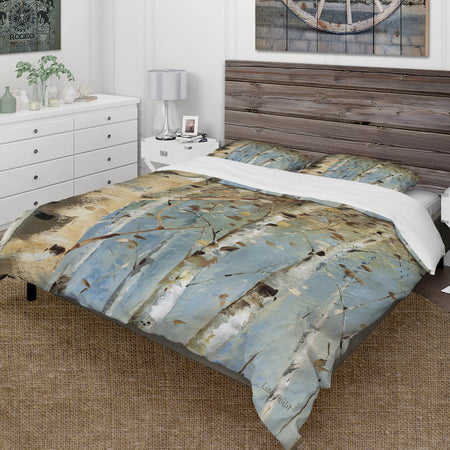White Birch Forest I - Farmhouse Duvet Cover Set