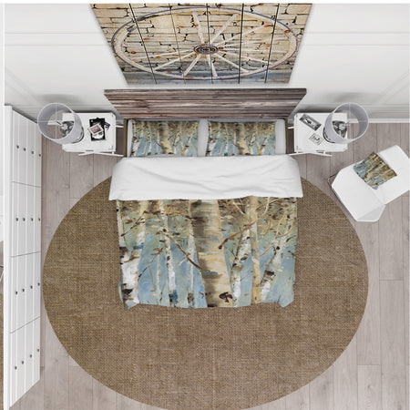 White Birch Forest II - Farmhouse Duvet Cover Set