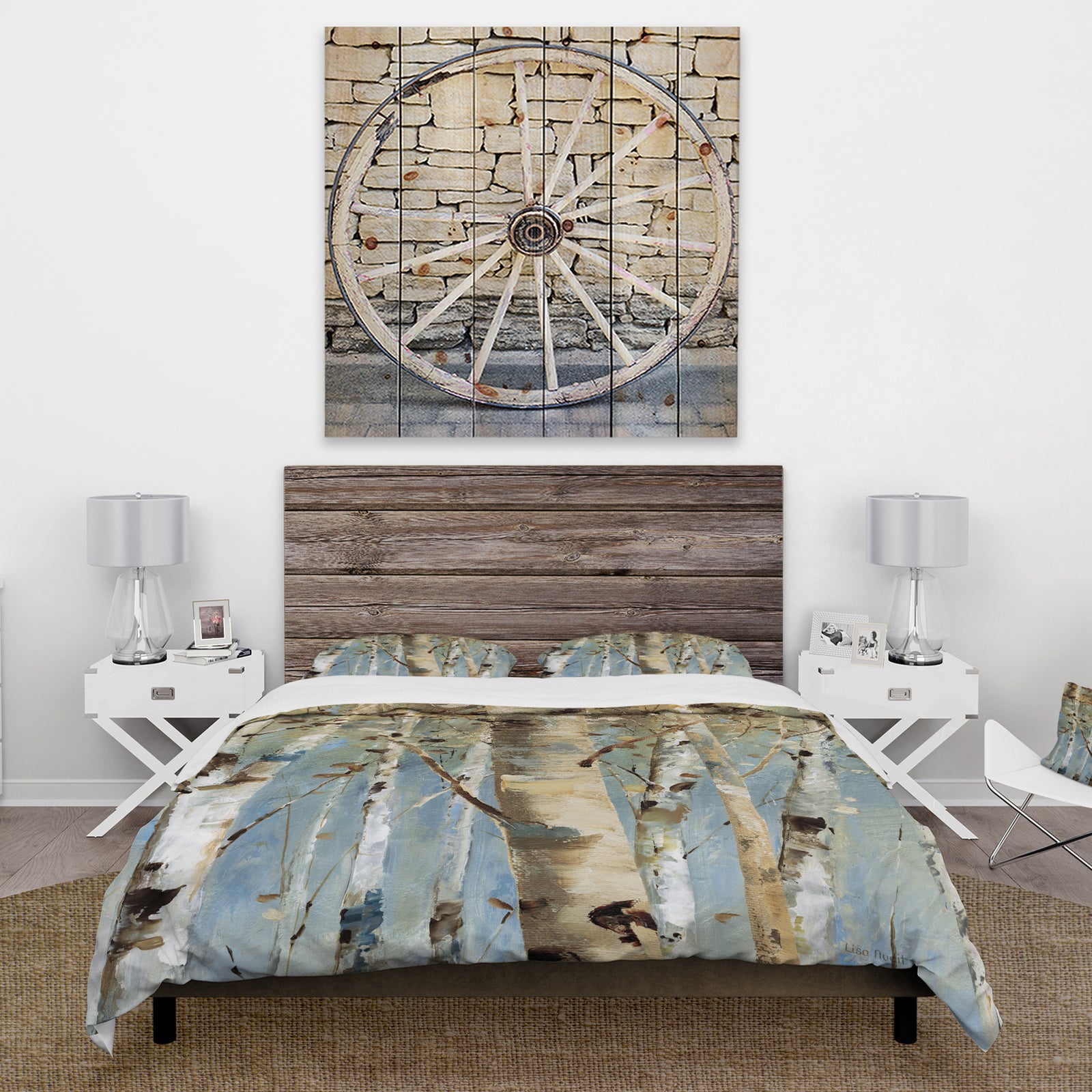 White Birch Forest II - Farmhouse Duvet Cover Set