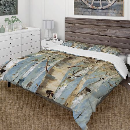 White Birch Forest II - Farmhouse Duvet Cover Set