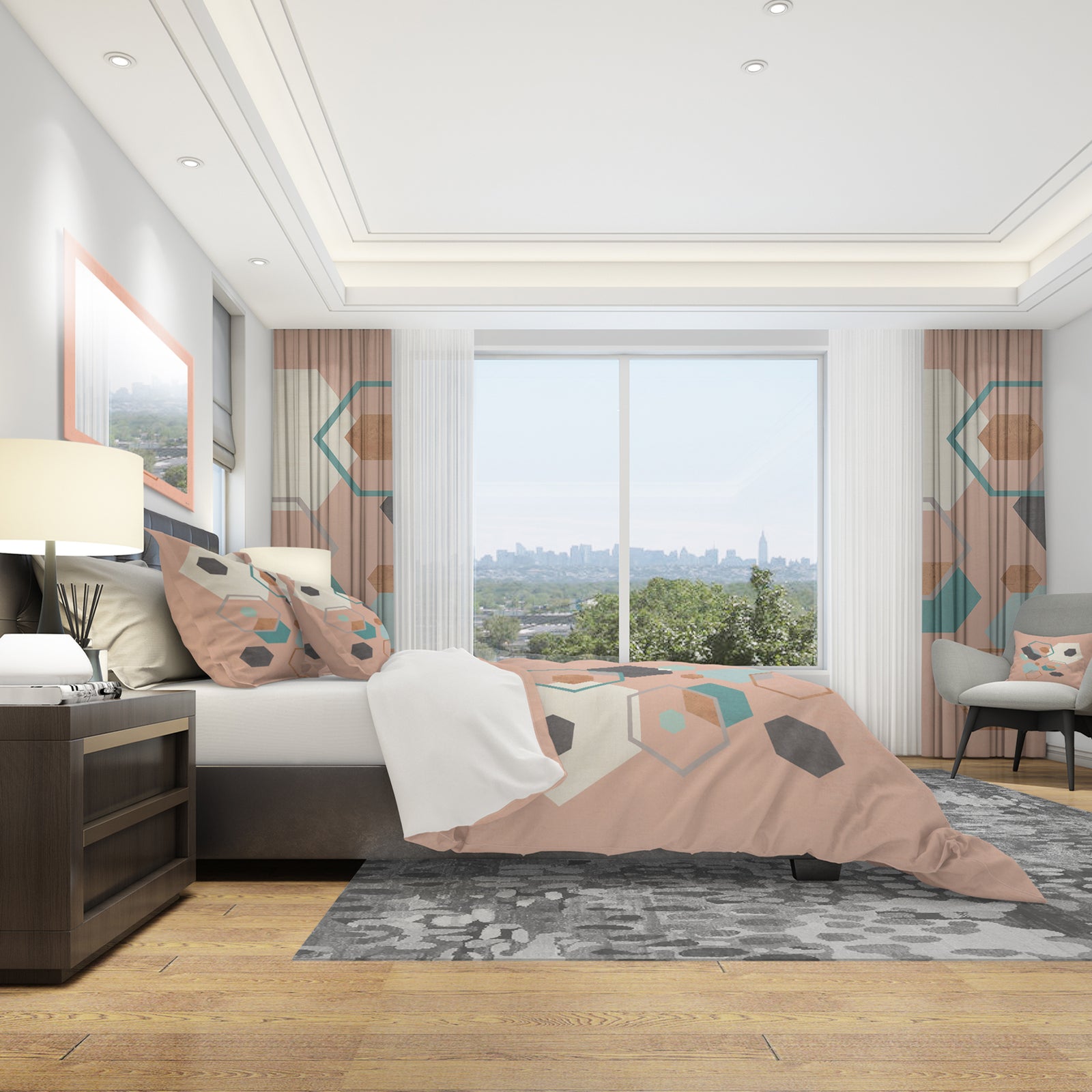 Geometric hexagons Pattern II - Geometric Duvet Cover Set