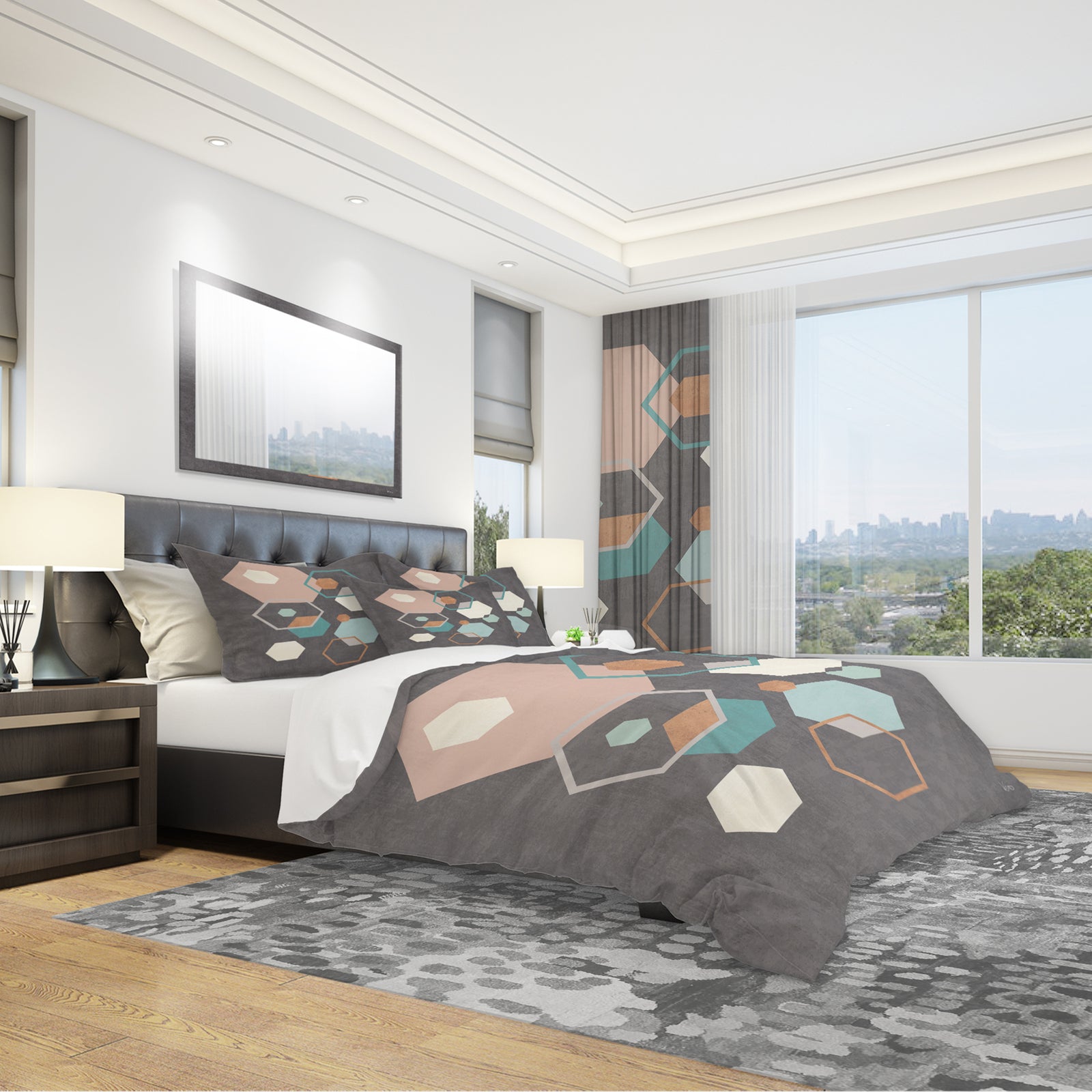 Geometric hexagons Pattern IV - Geometric Duvet Cover Set