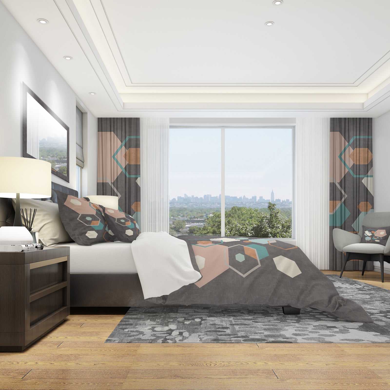 Geometric hexagons Pattern IV - Geometric Duvet Cover Set