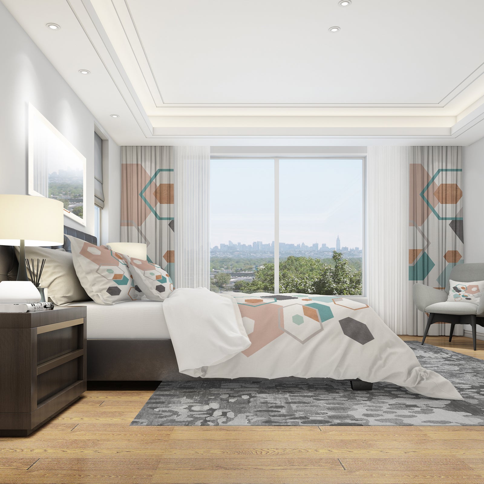 Geometric hexagons Pattern VII - Geometric Duvet Cover Set
