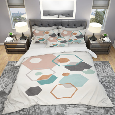 Geometric hexagons Pattern VII - Geometric Duvet Cover Set
