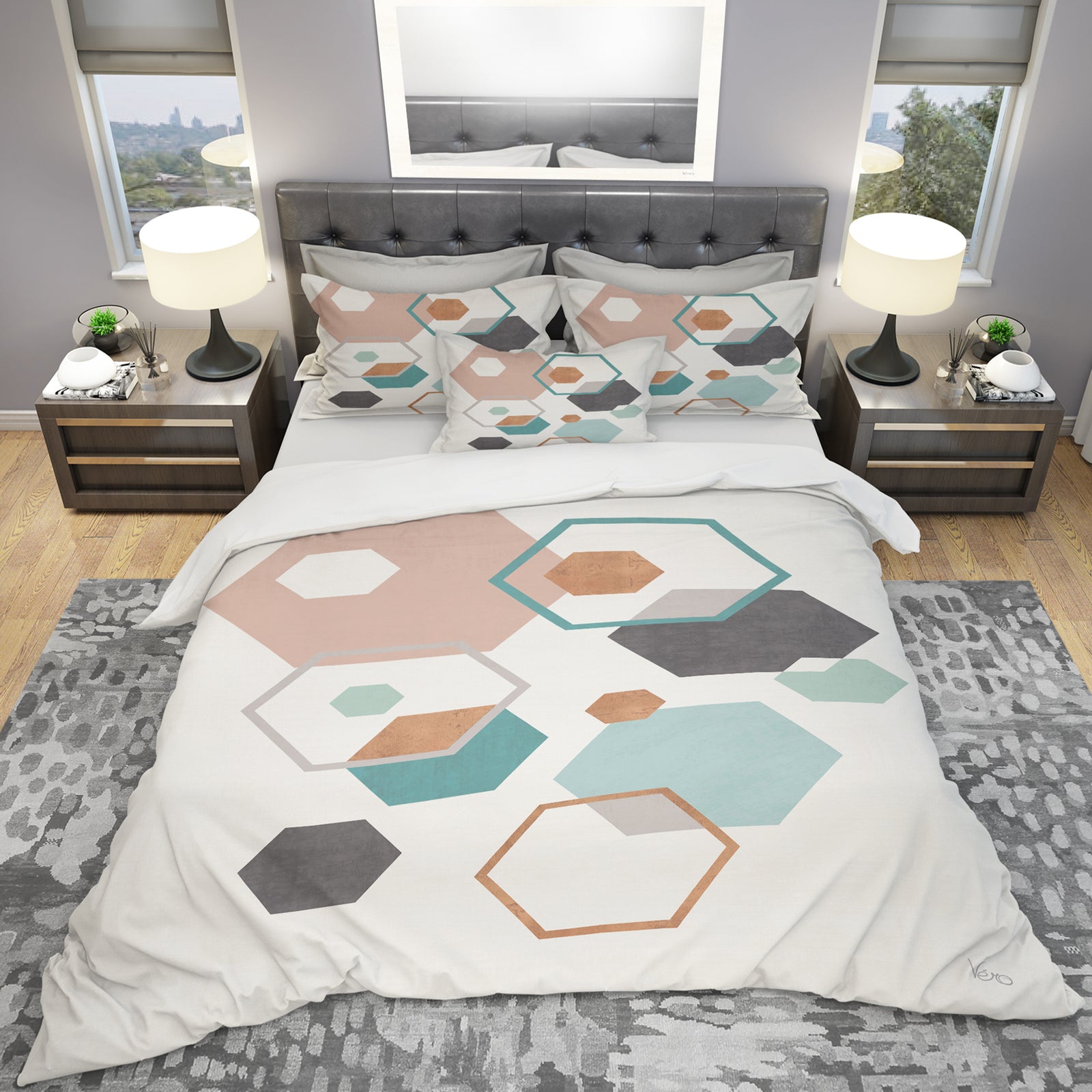 Geometric hexagons Pattern VII - Geometric Duvet Cover Set
