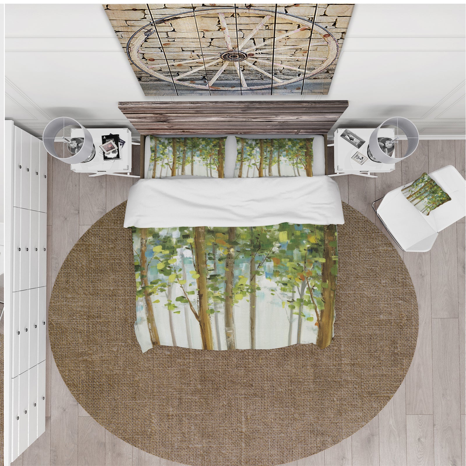 Green Forest Study - Farmhouse Duvet Cover Set