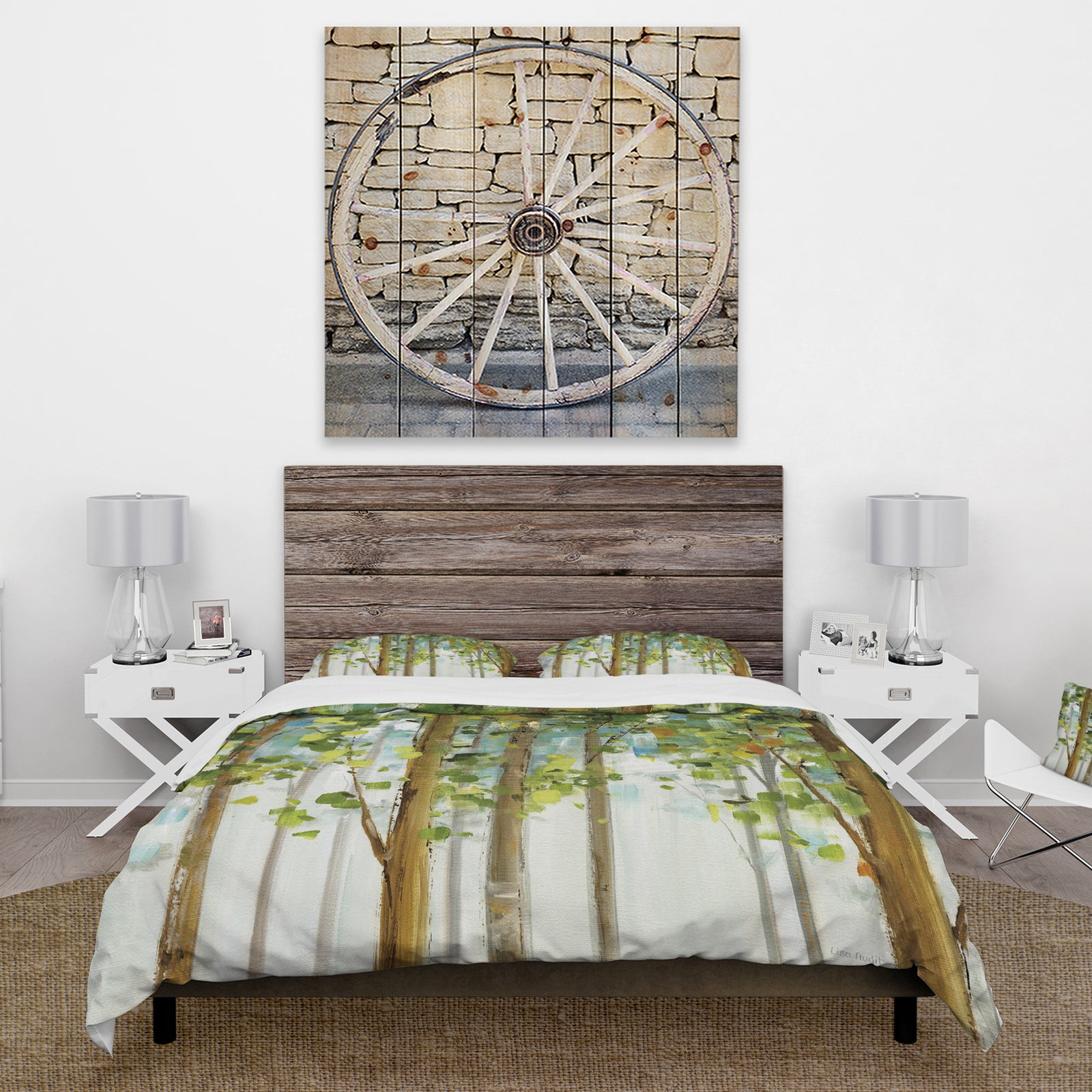 Green Forest Study - Farmhouse Duvet Cover Set