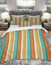 Blue, Green and Orange Vertical Abstract Stripes - Geometric Duvet Cover Set
