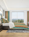 Blue, Green and Orange Vertical Abstract Stripes - Geometric Duvet Cover Set