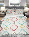 Gilded Red and Blue Diamonds - Geometric Duvet Cover Set