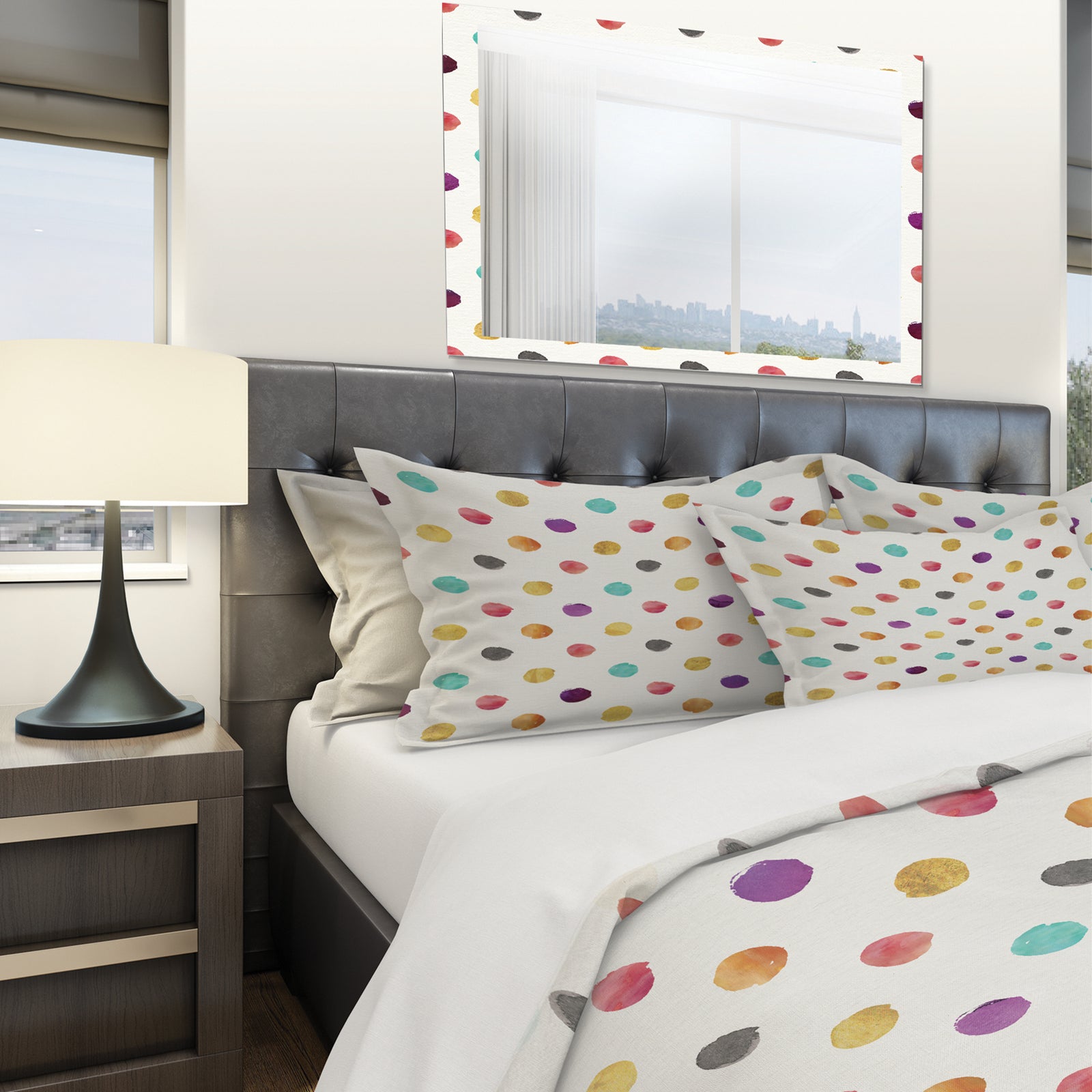 Orange Blue and Purple Polka Dot Pattern - Geometric Duvet Cover Set