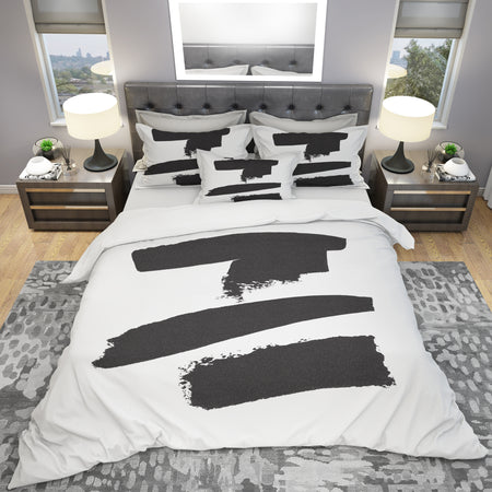 Black and White Geometric Company I - Geometric Duvet Cover Set