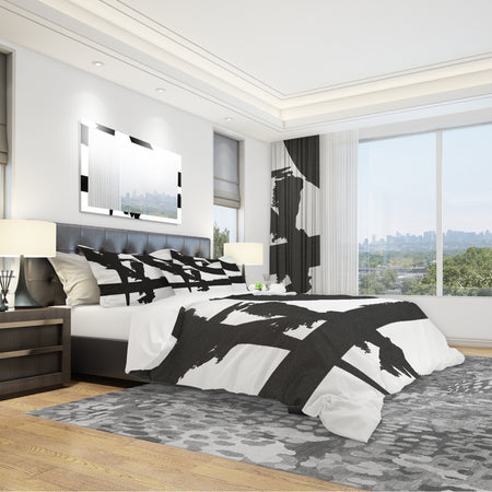 Black & White Crossing Paths I - Geometric Duvet Cover Set