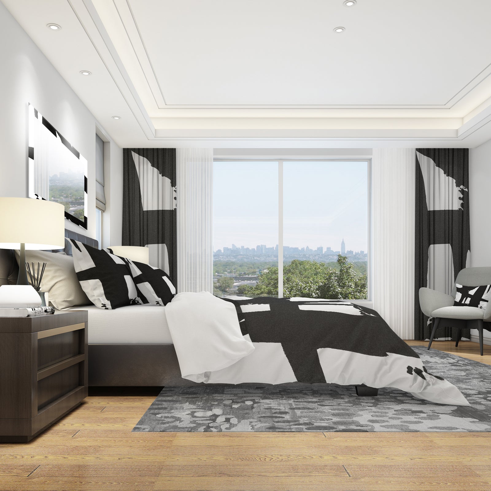 Black & White Crossing Paths II - Geometric Duvet Cover Set