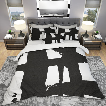 Black & White Crossing Paths II - Geometric Duvet Cover Set