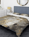 Gold, Black and White Hanpainted Abstract - Glam Duvet Cover Set