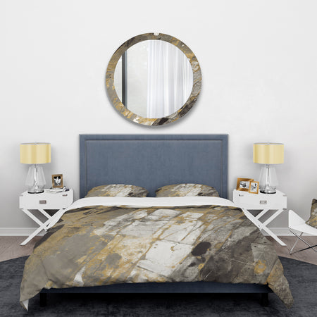 Gold, Black and White Hanpainted Abstract - Glam Duvet Cover Set