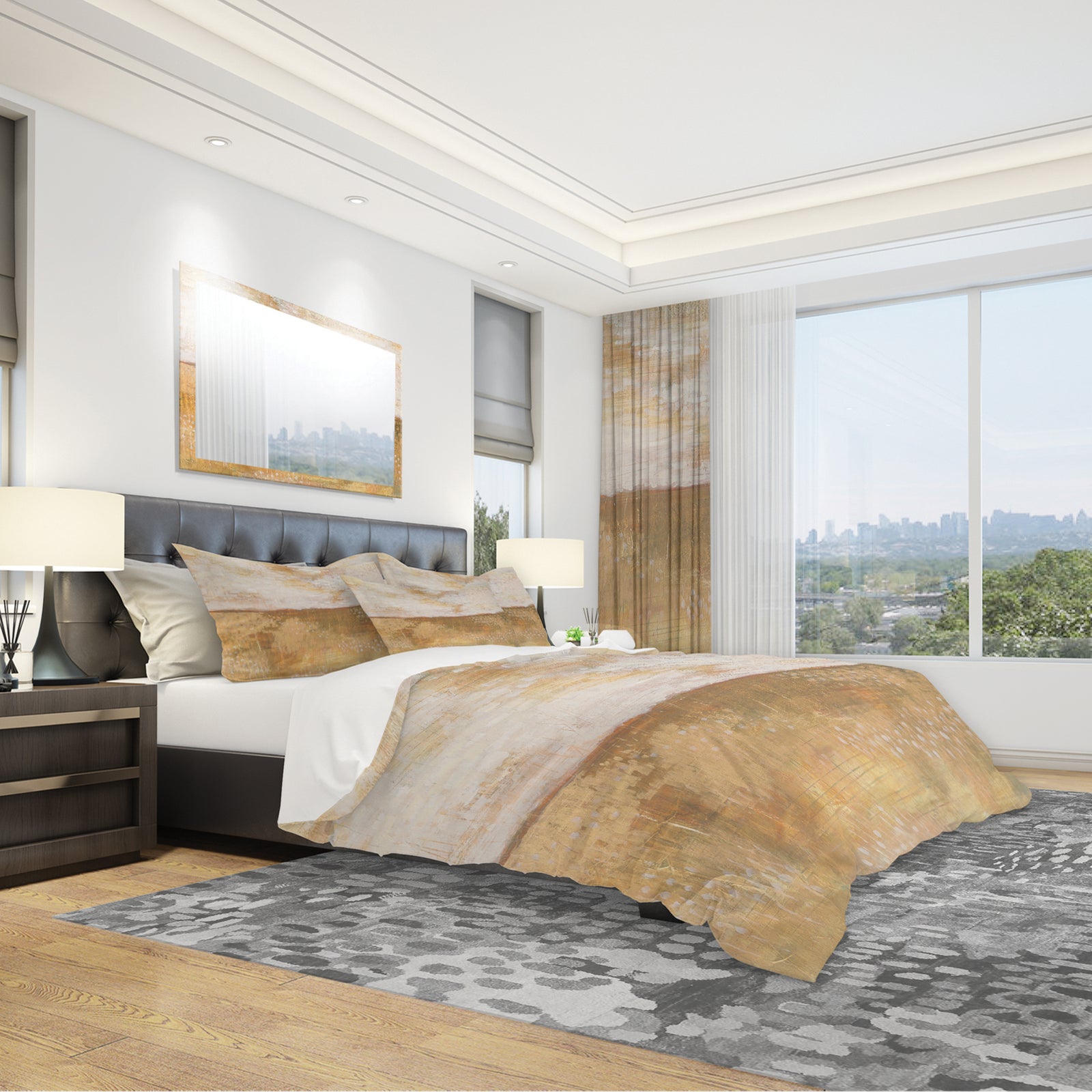 Amber Modern Horizon - Geometric Duvet Cover Set