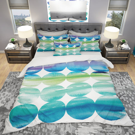 Circle Abstract Blue Colorfields I - Geometric Duvet Cover Set
