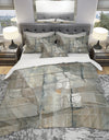 Silver and Beige Abstract Waterpainting - Geometric Duvet Cover Set