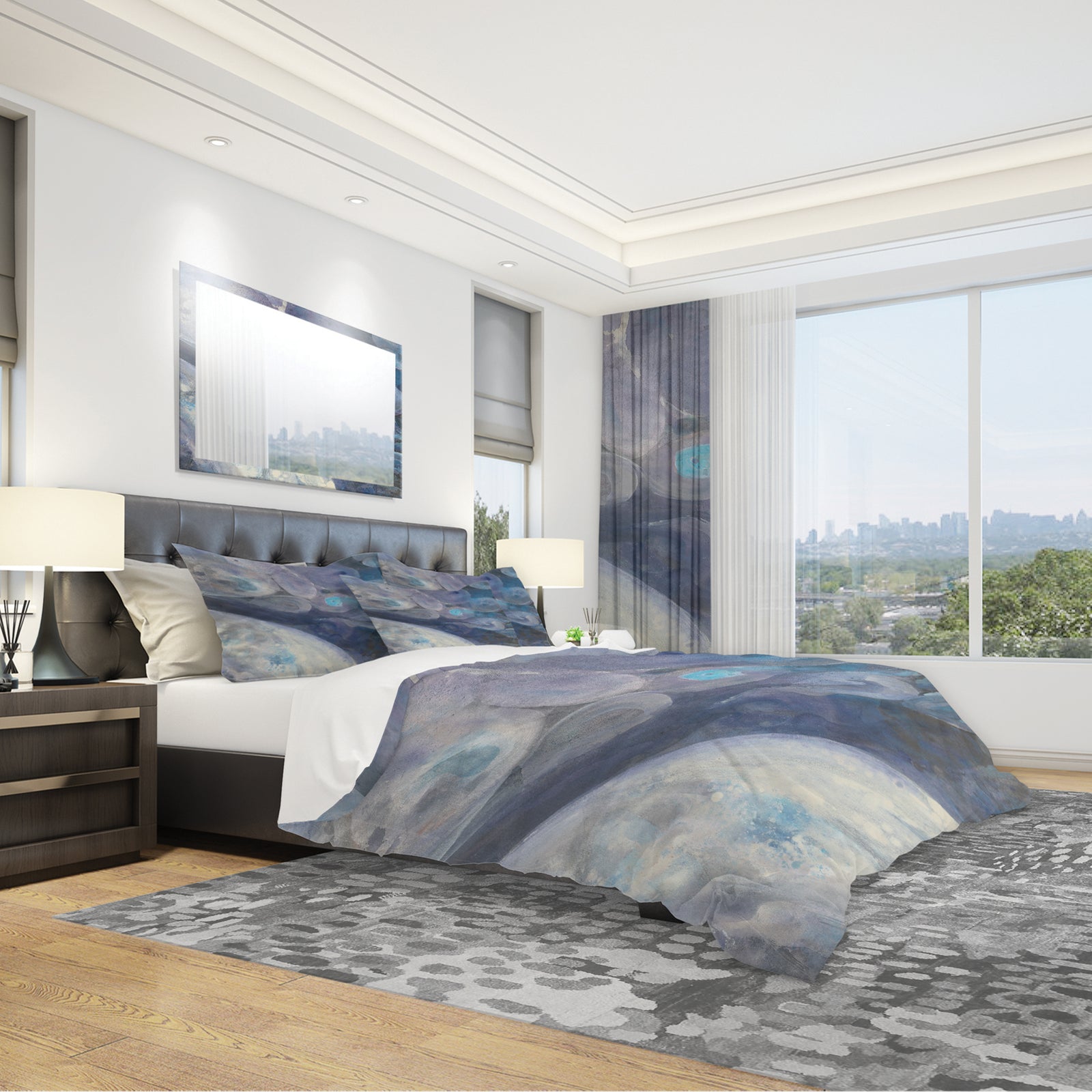 Into the Indigo Stream I - Geometric Duvet Cover Set