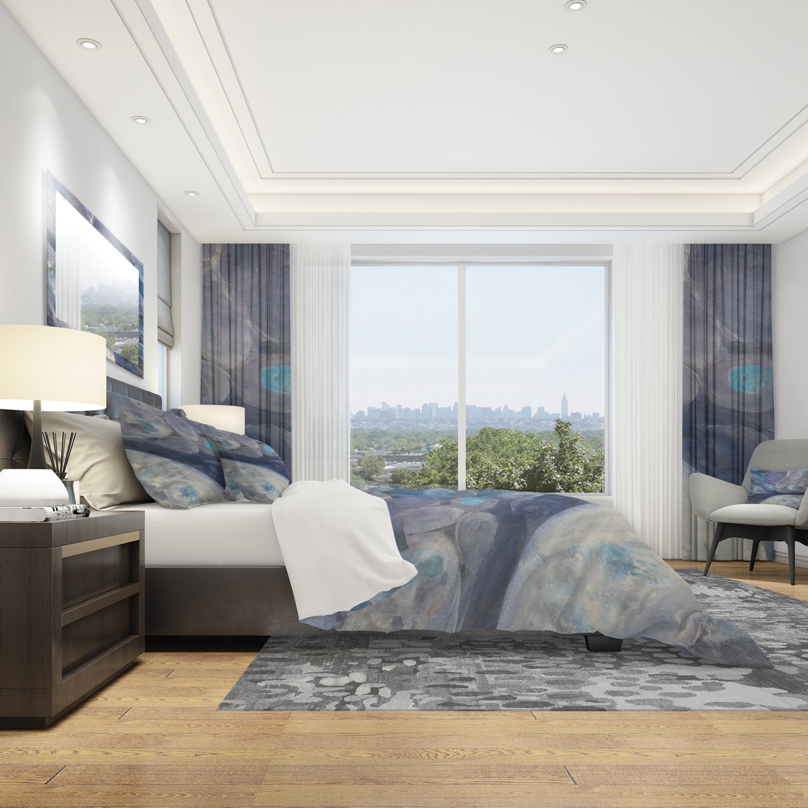 Into the Indigo Stream I - Geometric Duvet Cover Set