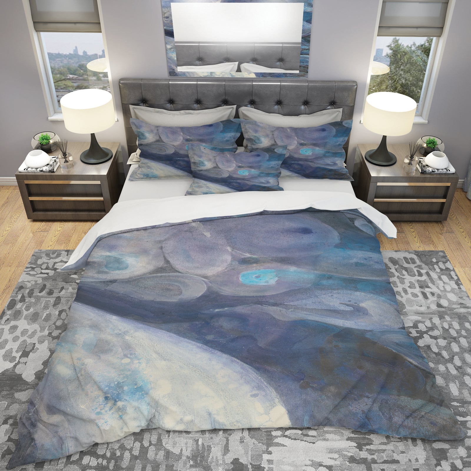 Into the Indigo Stream I - Geometric Duvet Cover Set