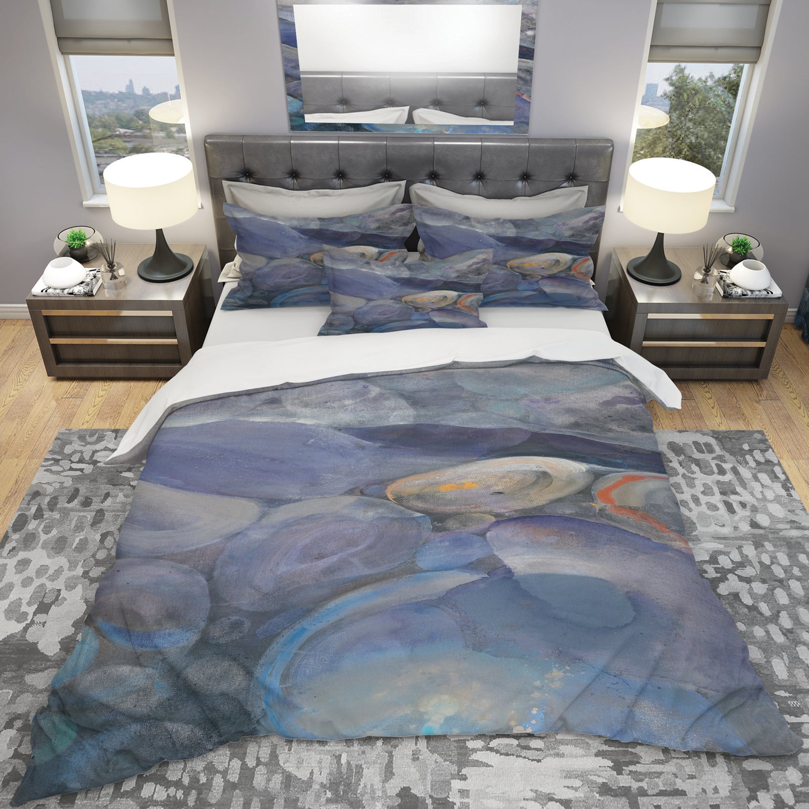 Into the Indigo Stream II - Geometric Duvet Cover Set
