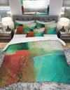 Abstract Impression Of Watercolor Blue And Red - Geometric Duvet Cover Set