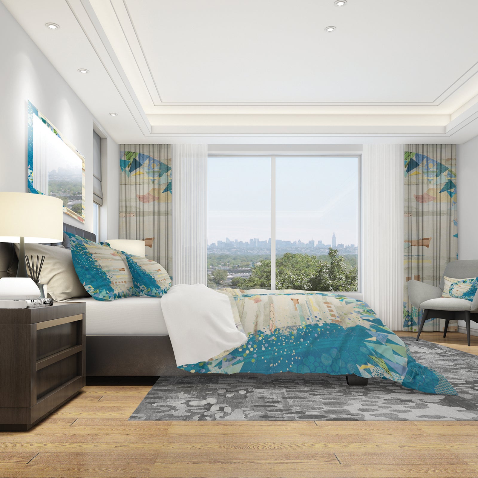 The Calm Indigo Stripes - Geometric Duvet Cover Set