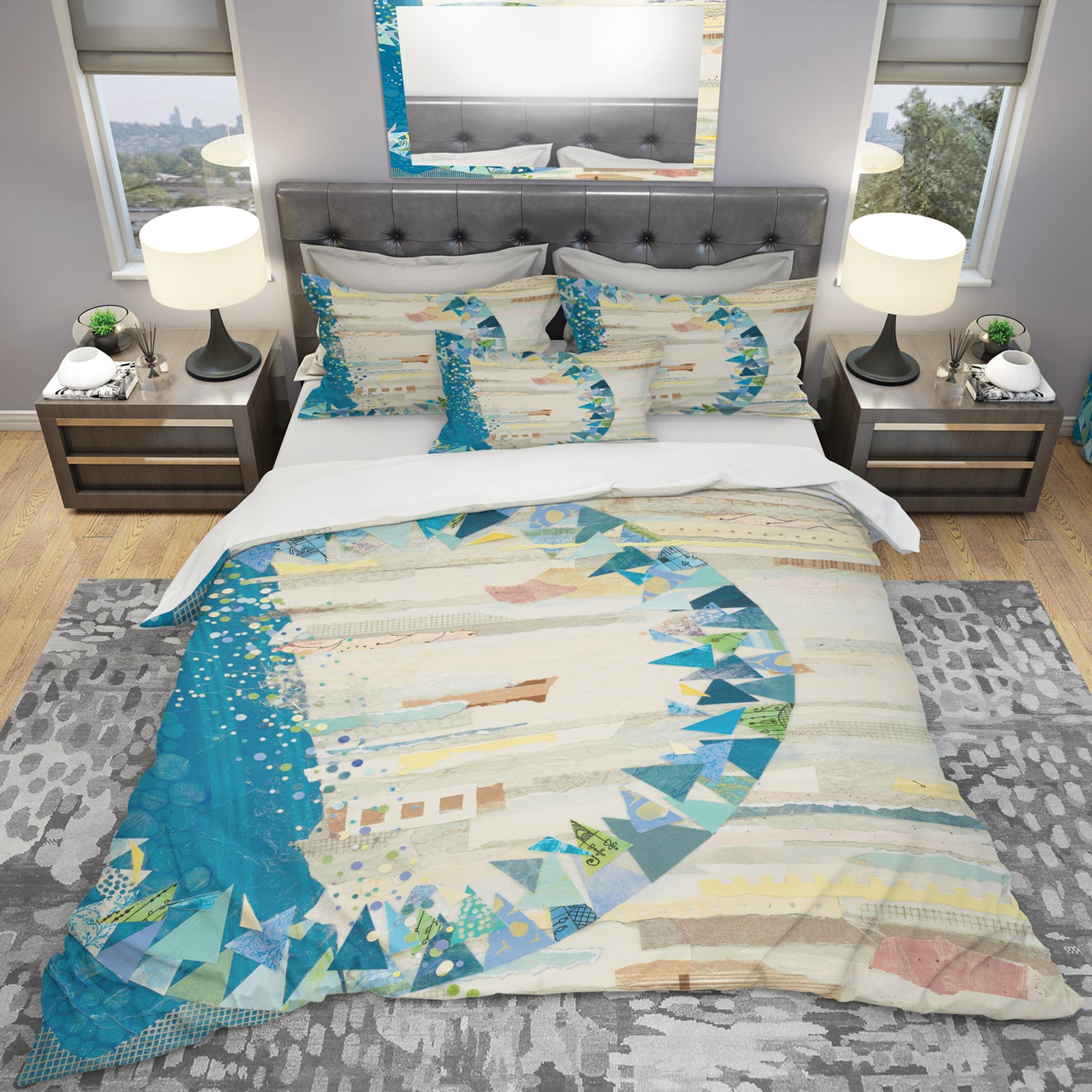 The Calm Indigo Stripes - Geometric Duvet Cover Set