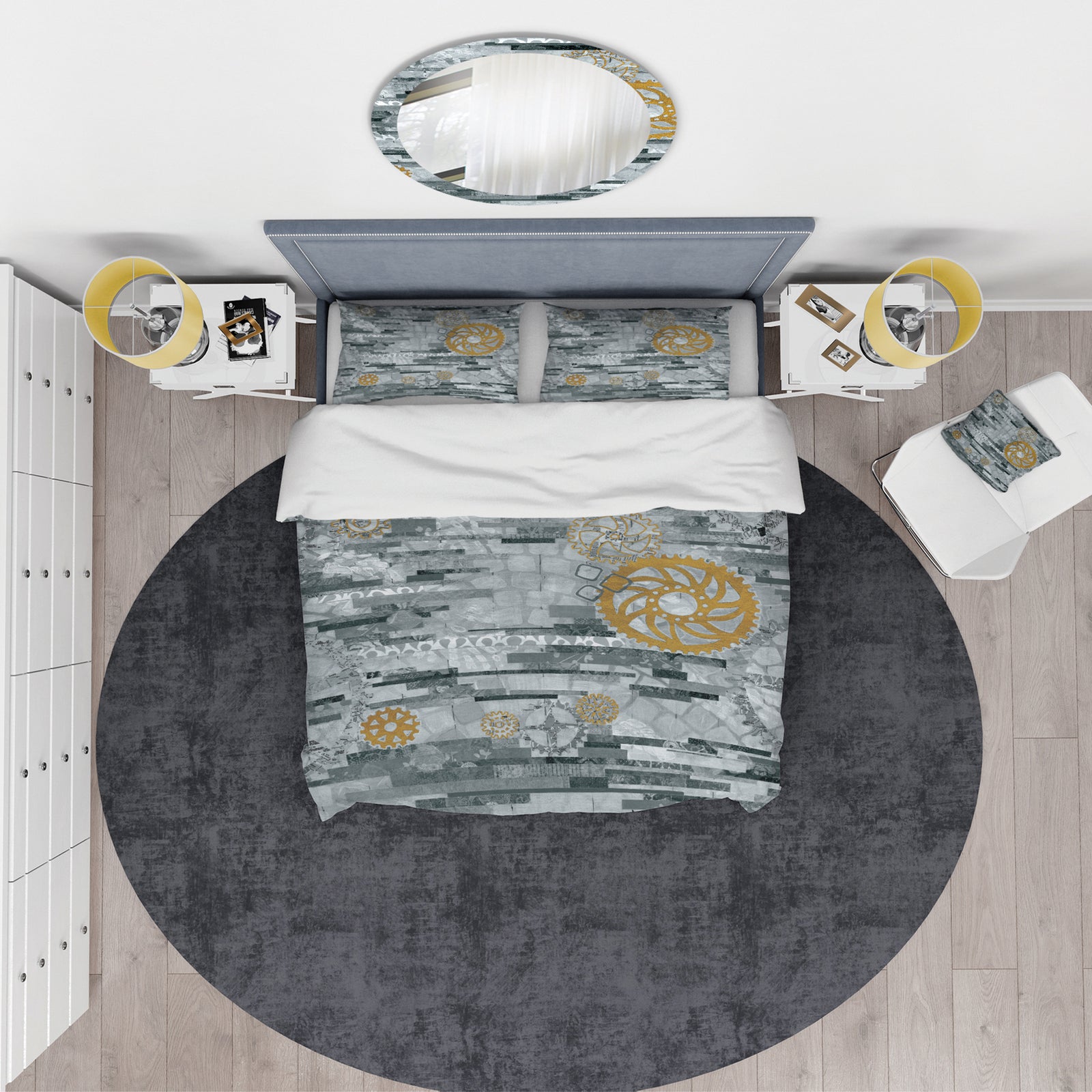 Modern Gold Timetable II - Glam Duvet Cover Set