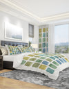 Geometric Maze of Blue And Green - Geometric Duvet Cover Set