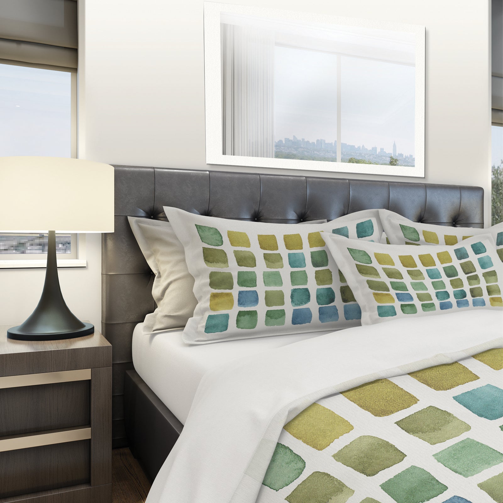 Geometric Maze of Blue And Green - Geometric Duvet Cover Set