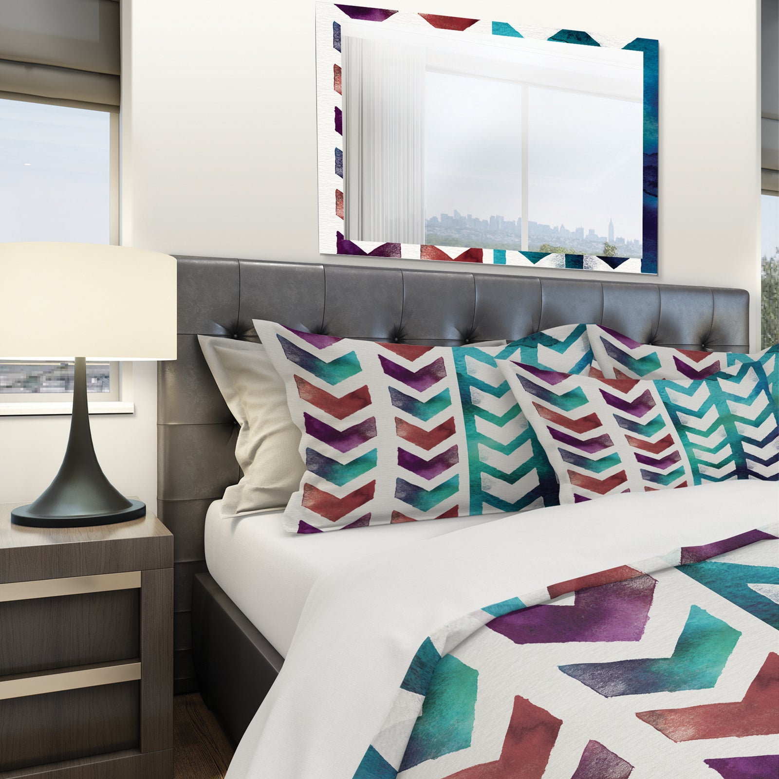 Geometric Pattern of Red And Blue Arrows - Geometric Duvet Cover Set