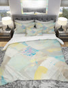 Abstract Compositions of Pastel Blue and Green - Geometric Duvet Cover Set