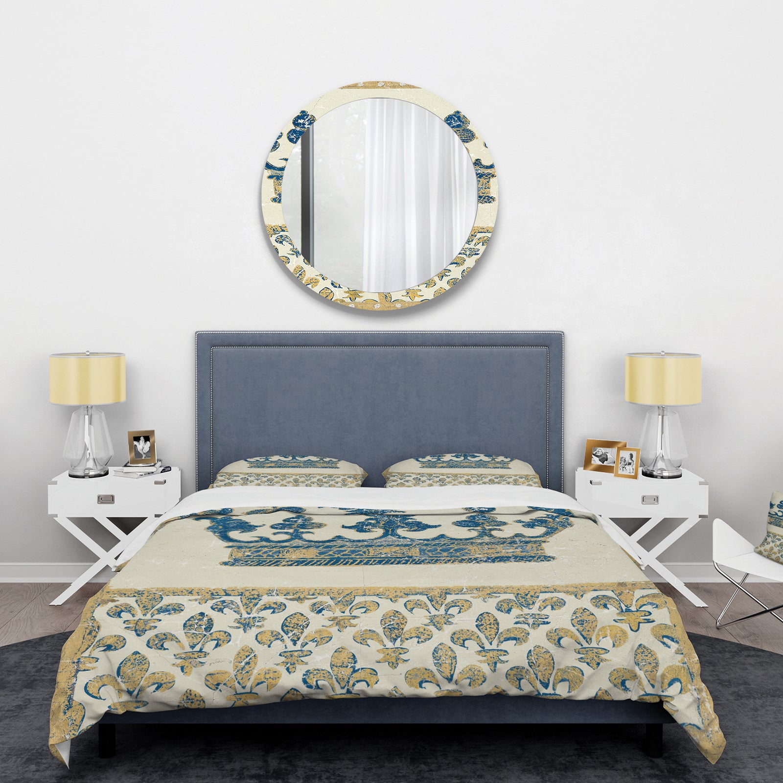 Fleur de Lis Gold Crown - Glam Duvet Cover Set
