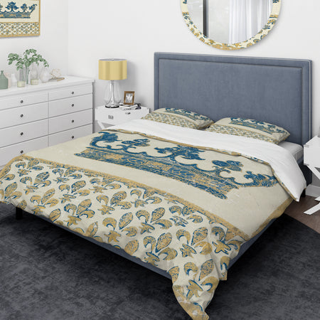 Fleur de Lis Gold Crown - Glam Duvet Cover Set