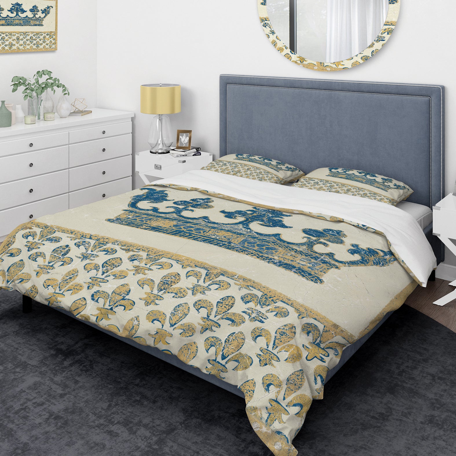 Fleur de Lis Gold Crown - Glam Duvet Cover Set