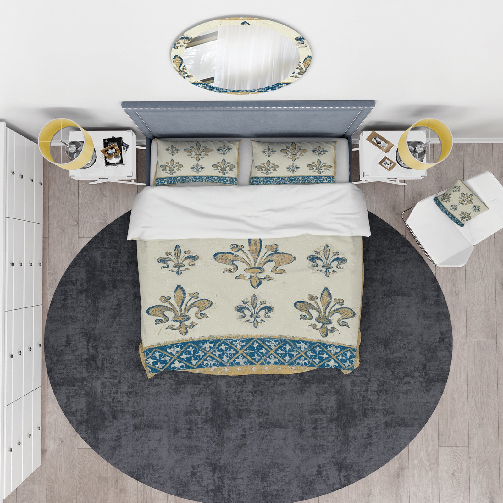 Fleur de Lis Gold Pattern - Glam Duvet Cover Set