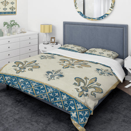 Fleur de Lis Gold Pattern - Glam Duvet Cover Set