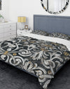 Gold Mettalic Floral Strapwork - Glam Duvet Cover Set