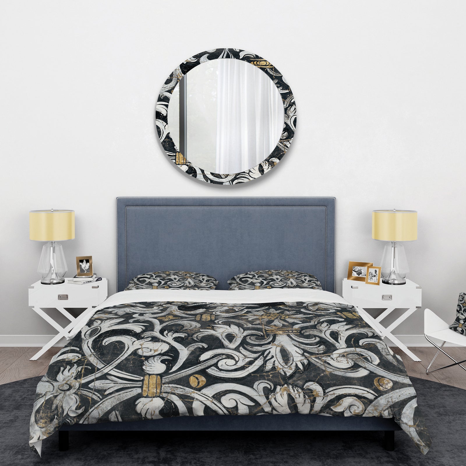 Gold Mettalic Floral Strapwork - Glam Duvet Cover Set