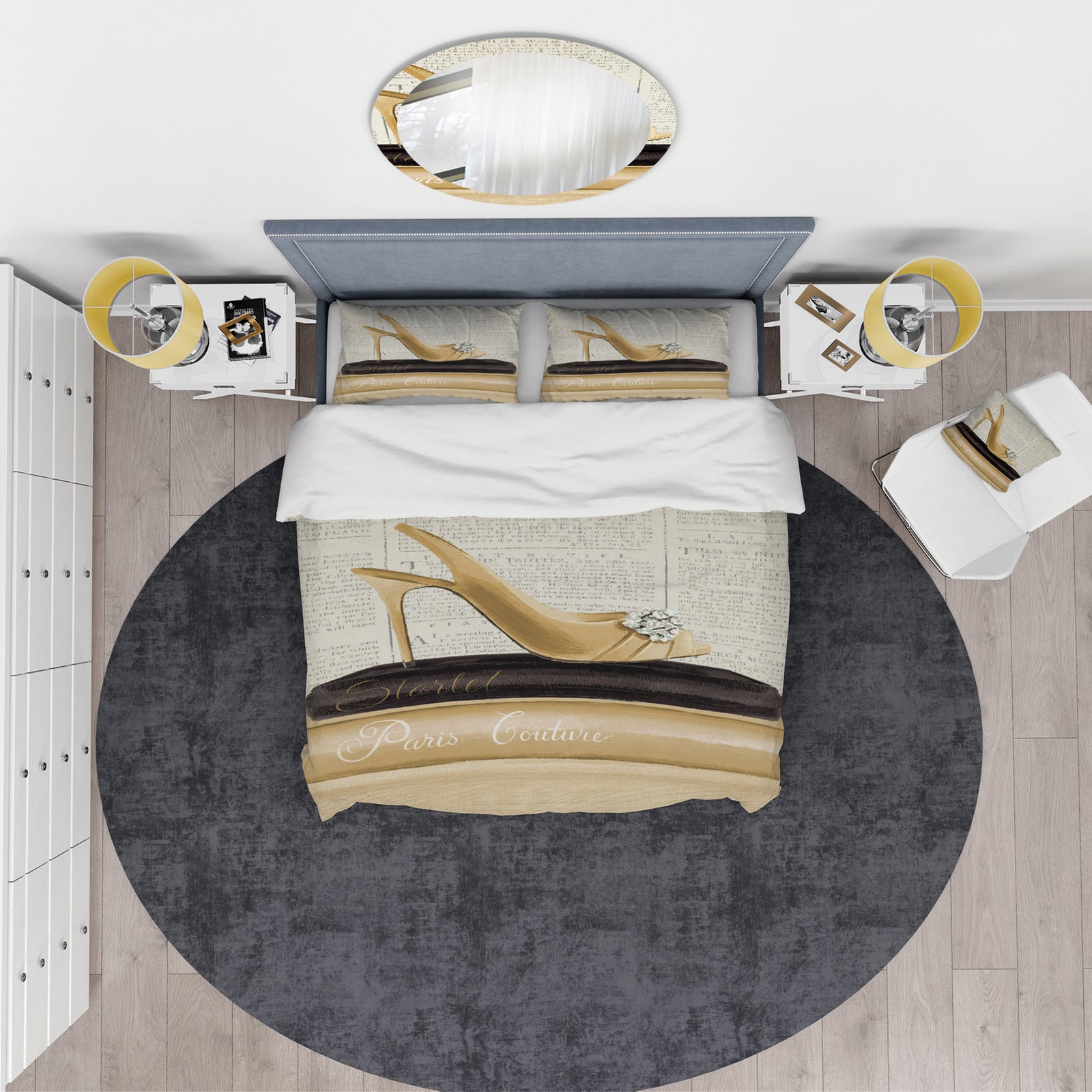 Gold Fashion High Hells I - Glam Duvet Cover Set